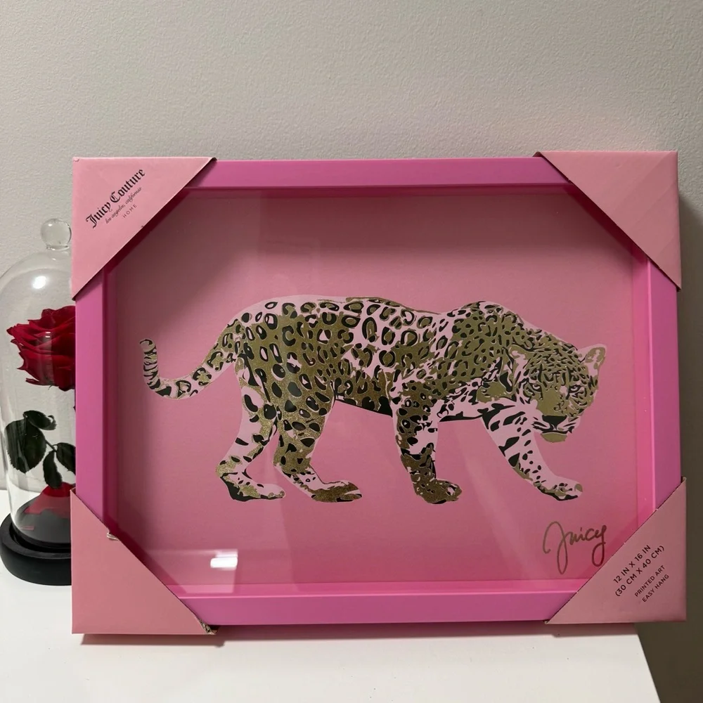 Juicy Couture Pink Leopard cheetah Wall Art 12x16 Glam Y2K Decor